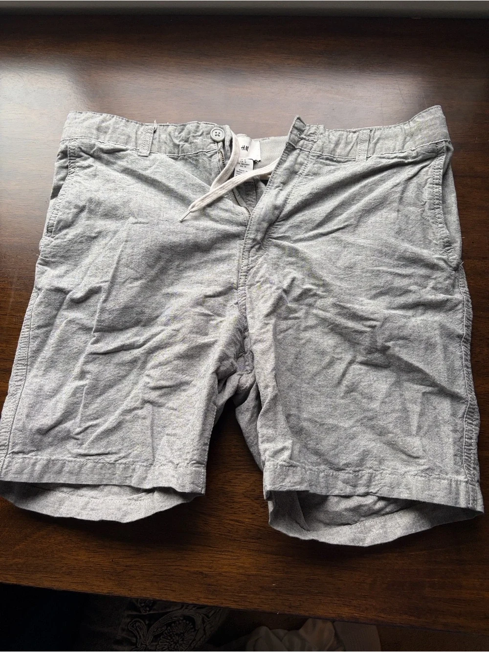 H&M Men's Light Gray Flat Front Drawstring Shorts